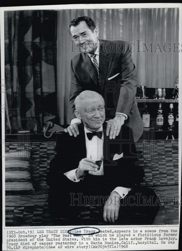 1968 Press Photo Actor Lee Tracy The Best Man - RSL57223 - Historic Images
