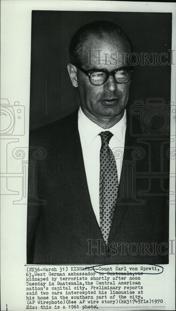 1970 Press Photo Count Karl von Spreti, W German Amb to Guatemala - RS ...