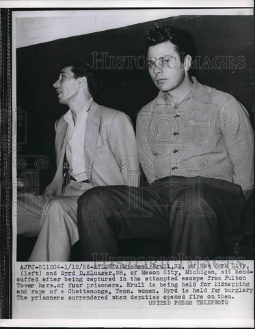 1956 Press Photo Michael Krull, 31, Byrd D. Slusser, 28, Fulton Tower Escape - Historic Images