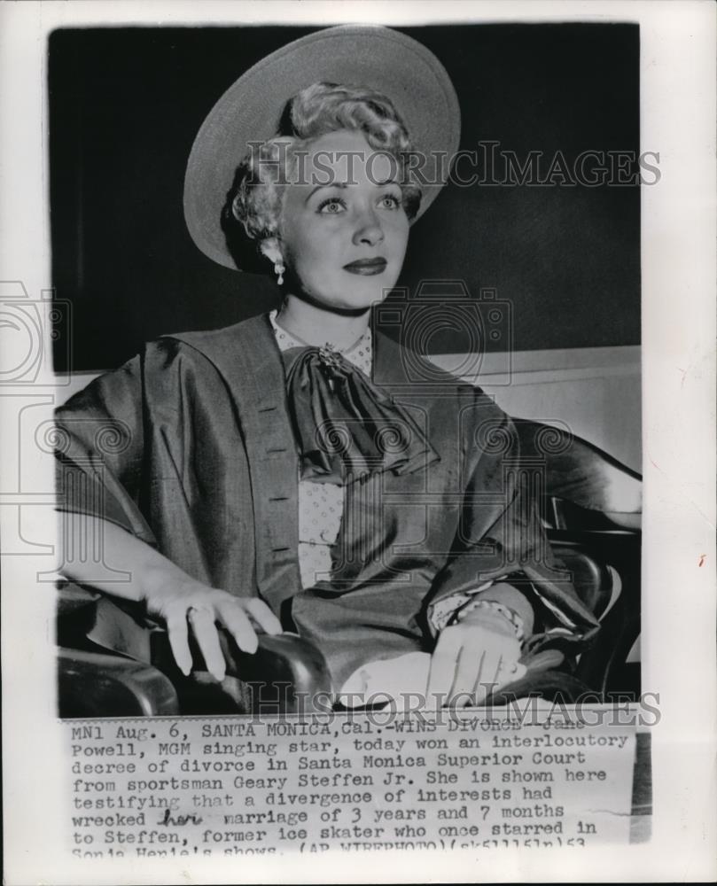 1953 Wire Photo Powell wins divorce in Santa Monica Superior Court to