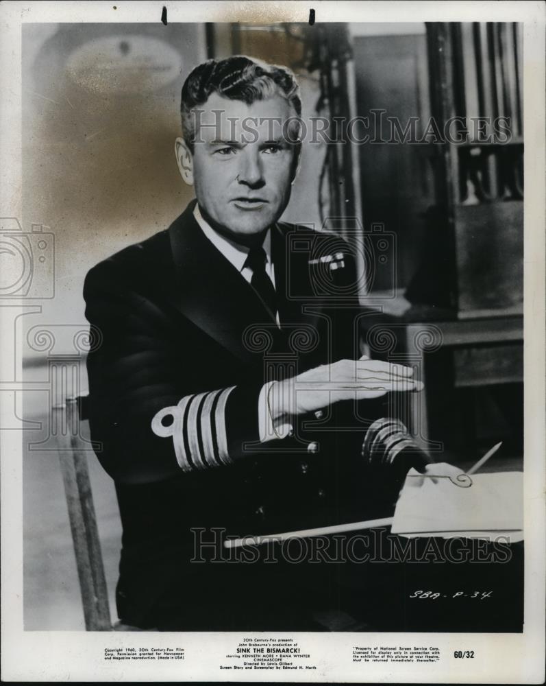 1960 Press Photo 20th Century Fox Presents Sink The Bismarck With Kenneth