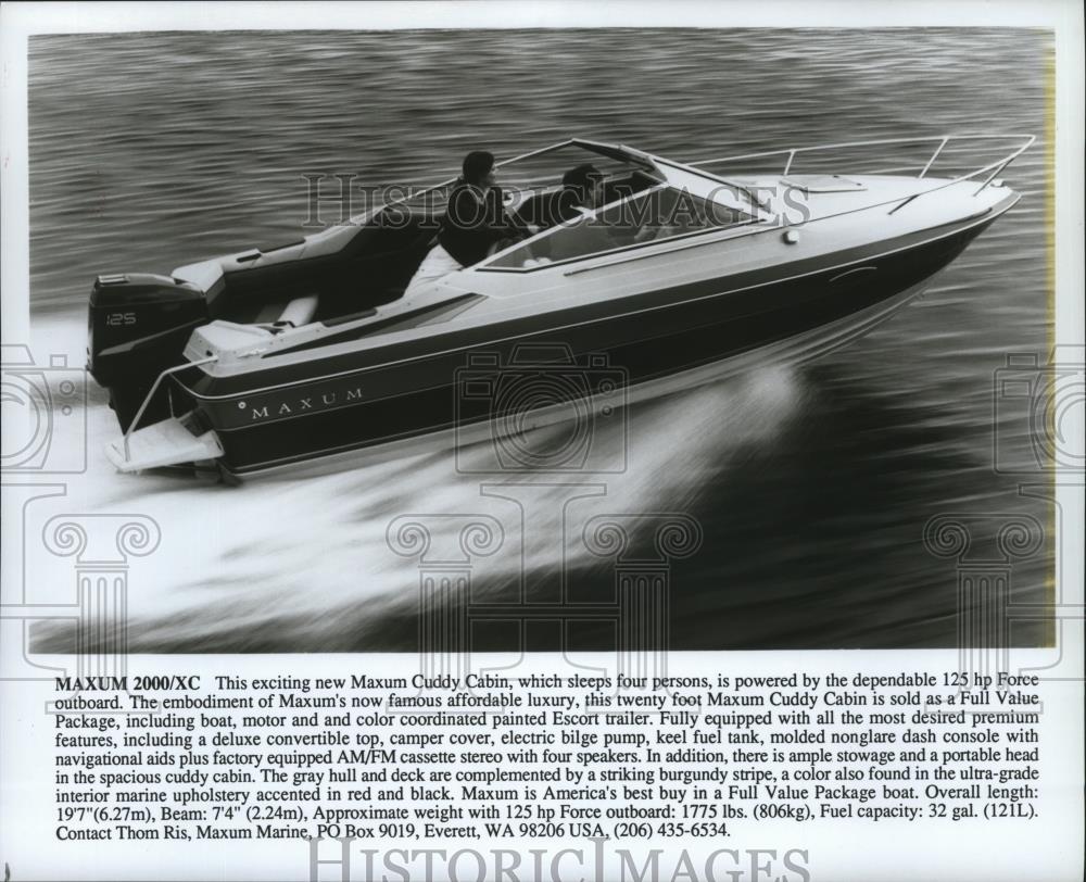 1988 Press Photo The Maxum 2000 Xc Cuddy Cabin Boat Spp01524