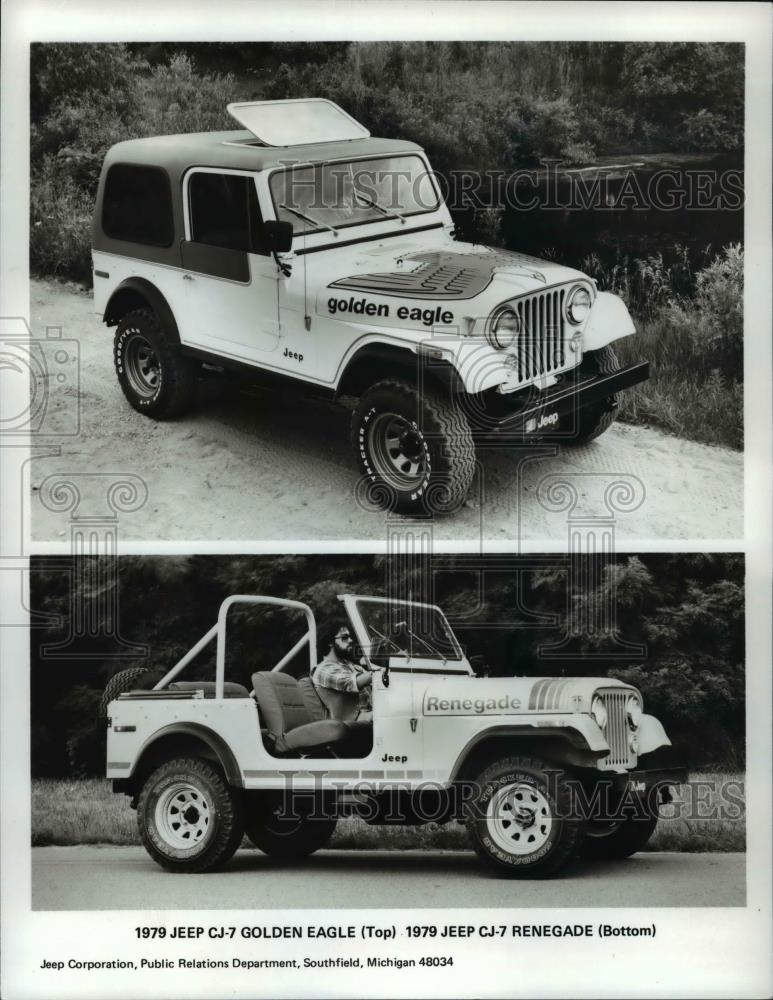 1979 Press Photo 1979 Jeep Cj 7 Golden Eagle And 1979 Jeep Cj 7 Renegade