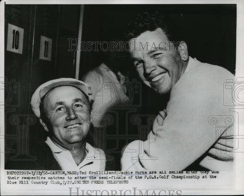 1956 Press Photo Ted Krull, Jackie Burke at PGA Golf Championship in MA - Historic Images