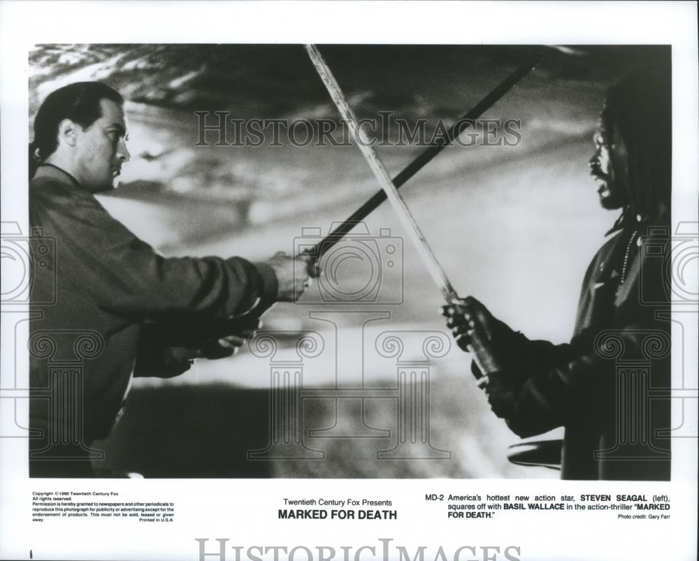 1990 Press Photo Steven Seagal and Basil Wallace in Marked for Death ...