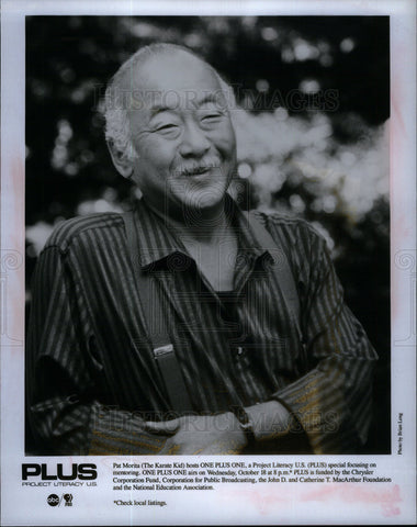 1989 Press Photo Pat Morita Project Literary One Plus - Historic Images