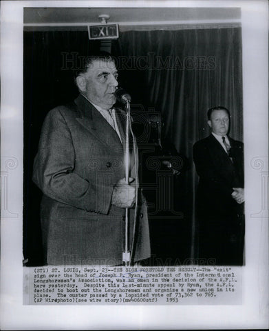 1953 Press Photo Joseph Ryan president Longshoremen AFL - Historic Images