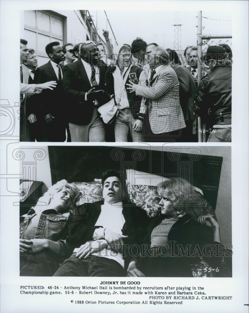 1987 Actors Robert Downey Jr, Jami Gertz, Andrew McCarthy Press Photo -  Historic Images