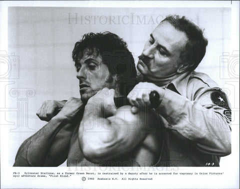 1982 Press Photo Sylvester Stallone Stars In First Blood - Historic Images