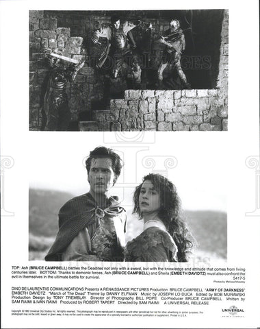 1992 Press Photo Film Army of Darkness Bruce Campbell Embeth Davidtz - Historic Images