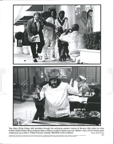 1997 Press Photo Chris Farley Actor Robin Shou Action Comedy Beverly Hills Ninja - Historic Images