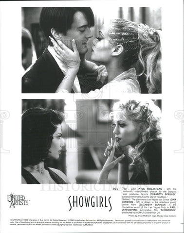 1995 Press Photo Elizabeth Berkley Gina Gershon Kyle MacLachlan Showgirls Movie - Historic Images