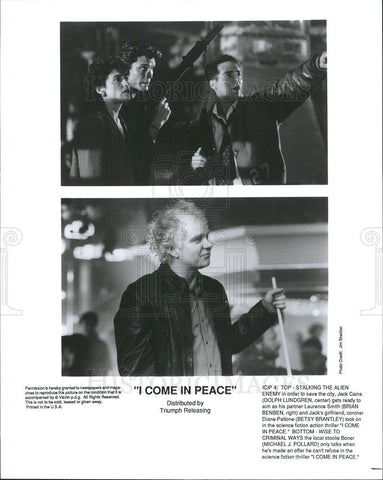 1990 Press Photo Dolph Lundgren, Brian Benben In "I Come In Peace" - Historic Images