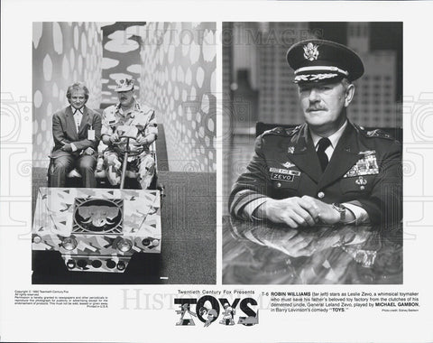 1992 Press Photo Robin Williams, Michael Gambon in "Toys" - Historic Images