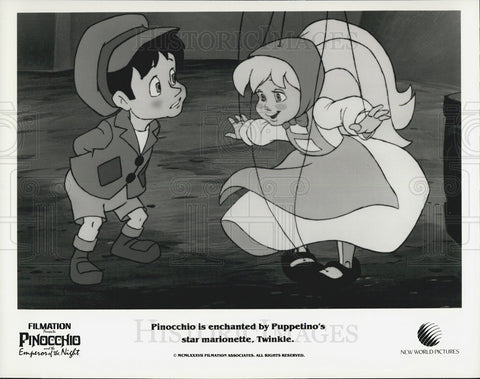 1987 Press Photo Pinocchio Twinkle PINOCCHIO AND THE EMPEROR OF NIGHT - Historic Images