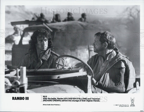 1988 Press Photo Actors Sylvester Stallone, Richard Crenna Star In "Rambo III" - Historic Images