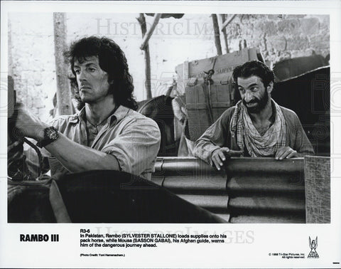 1988 Press Photo Sylvester Stallone & Sasson Gabai star in "Rambo III" - Historic Images