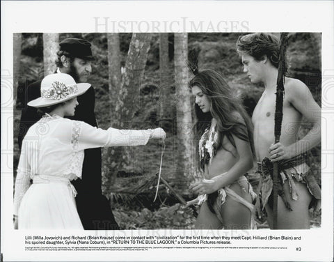 1991 Press Photo Milla Jovovich Brian Krause Nana Coburn Brian Blain Blue Lagoon - Historic Images