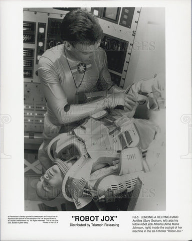 Press Photo Actors Gary Graham And Anne Marie Johnson In Sci-Fi Movie Robot Jox - Historic Images