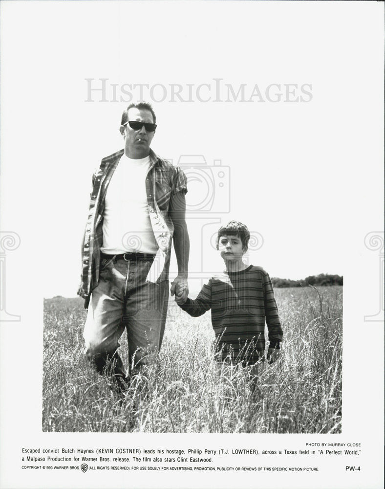 1993 Press Photo Kevin Costner Tj Lowther In A Perfect World