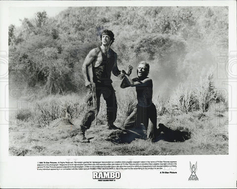 1985 Press Photo Sylvester Stallone in action film, Rambo First Blood Part II - Historic Images
