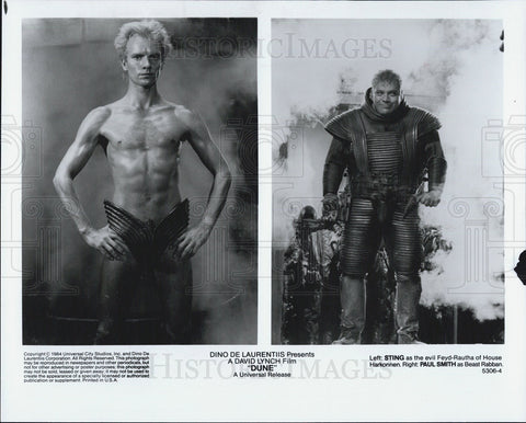 1984 Press Photo Musician Sting And Actor Paul Smith In Movie "Dune" - Historic Images