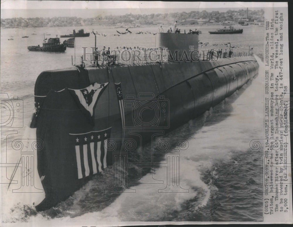 1958 Launching USS Triton (SSRN/SSN-586) - Historic Images