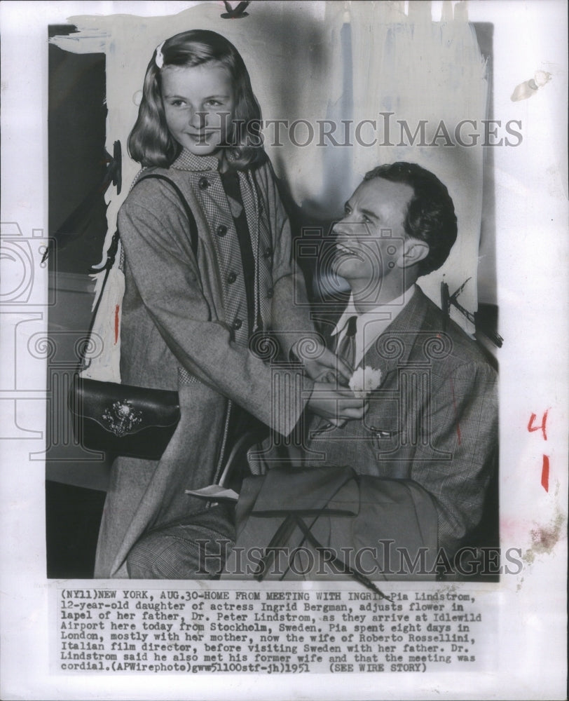 1951 Pia Lindstrom With Father New York Rru Historic Images