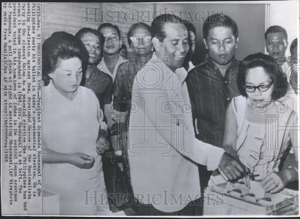 1965 Press Photo President Diosdad Macapagal Philippines Presidential Election - 