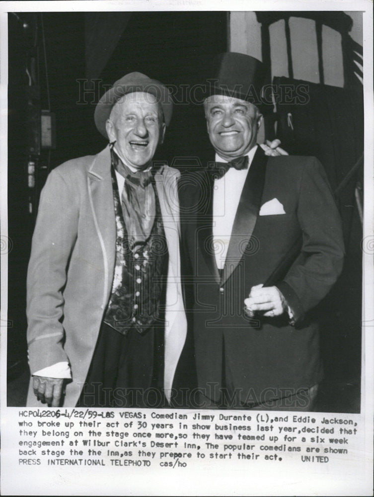 1959 Press Photo Actor Jimmy Durante and his wife | Historic Images