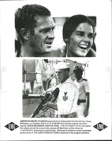 PRESS PHOTO STEVE MCQUEEN AMERICAN MOVIE ACTOR W/ ALI MACGRAW - Historic Images