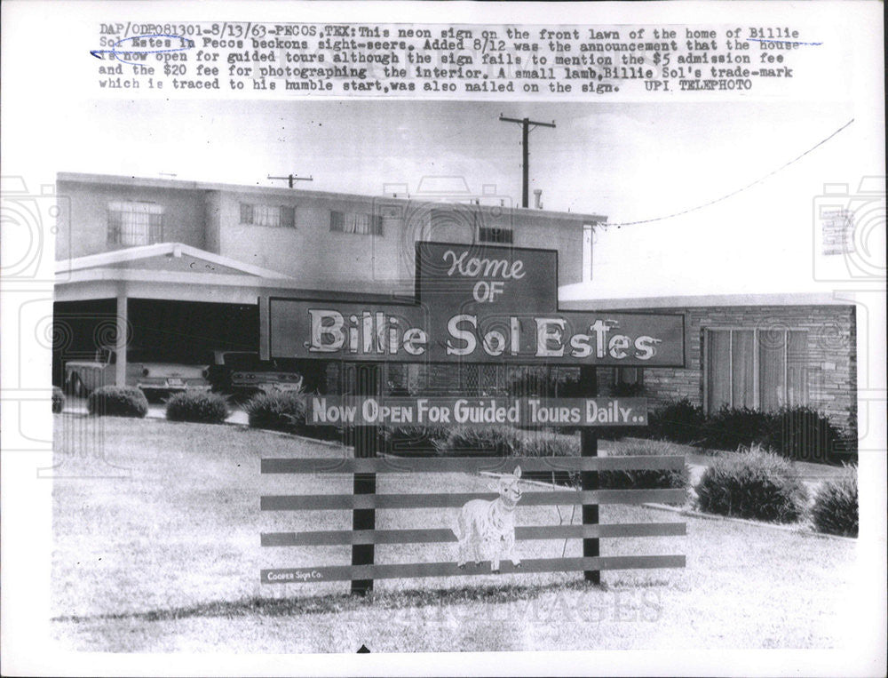 Billie Sol Estes Pecos Texas Home Guided Tours 1963 Vintage Press Photo Print Historic Images 