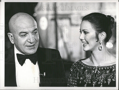 1990 Press Photo Telly Savalas/Actor/Singer/Lynda Carter/Actress/Miss World USA - Historic Images