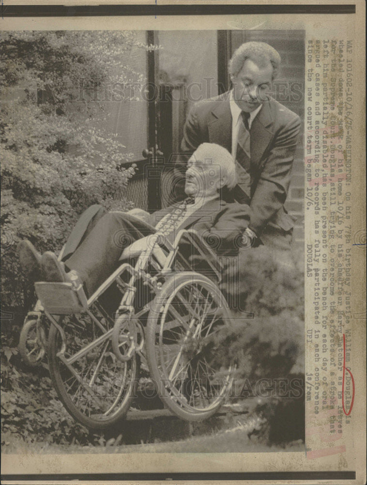 1975 Press Photo Supreme Court Justice William O Douglas in Wheelchair | Historic Images