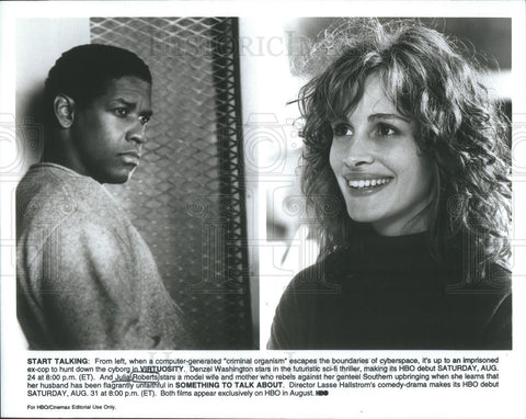 Undated Press Photo Denzel Washington Julia Roberts Actors Virtuosity Something Talk - Historic Images