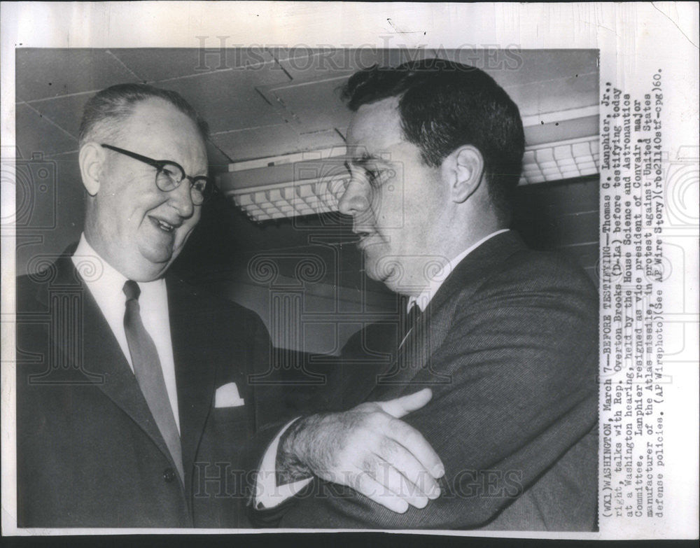 1960 Press Photo Thomas G Lanphier Jr and Rep Overton Brooks - Historic ...