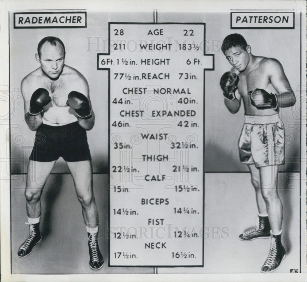 1957 Press Photo Heavyweights Pete Rademacher and Floyd Patterson ...