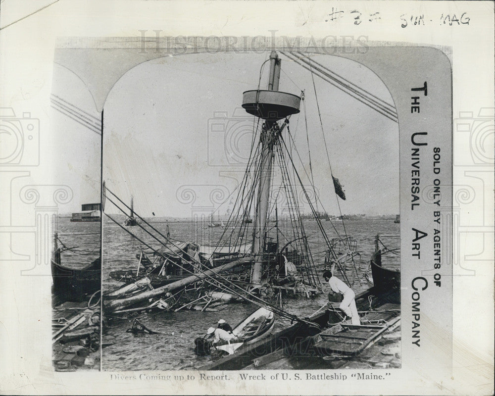 1940 Press Photo Sinking U S Battleship Maine Divers