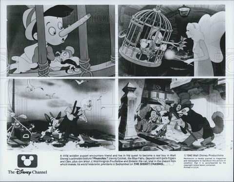 1988 Press Photo Disney Pinocchio 2 Pictures With Cricket/Fairy/Gepetto/Gideon - Historic Images