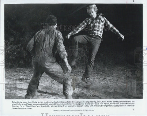 1982 Press Photo Chuck Norris and John Kirby, Actors in Silent Rage - Historic Images