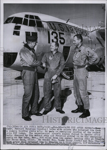 1962 Press Photo Navy Cmdr F Petersen,Maj R Fetty,Maj C Kuyk flew X-15 - Historic Images