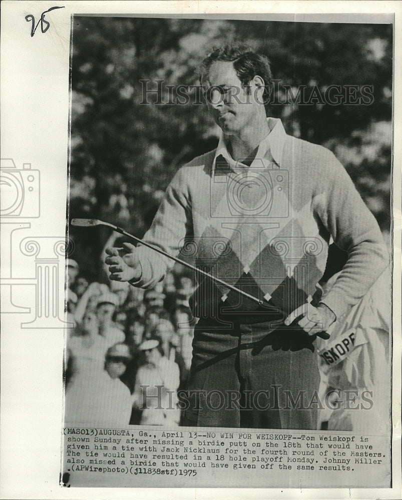 1975 Press Photo Tom Weiskopf playing in the Masters Tournament in Augusta  GA