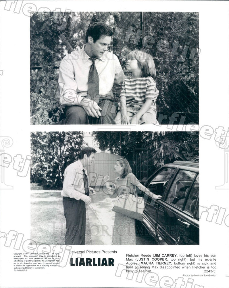 1997 Actors Jim Carrey Maura Tierney Justin Cooper In Film Press Pho Historic Images
