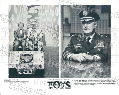 1992 Actors Robin Williams & Michael Gambon in Film Toys Press Photo adz63 - Historic Images