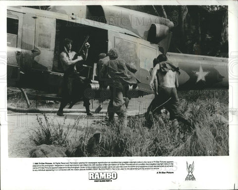 1985 Press Photo Sylvester Stallone Rambo First Blood 2 - Historic Images