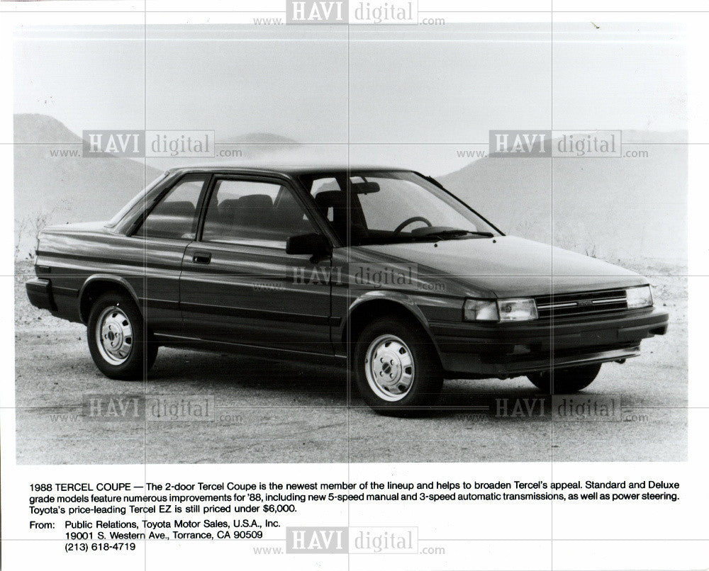 1988 toyota tercel coupe two door 1987 vintage photo print historic images 1987 press photo 1988 toyota tercel coupe two door