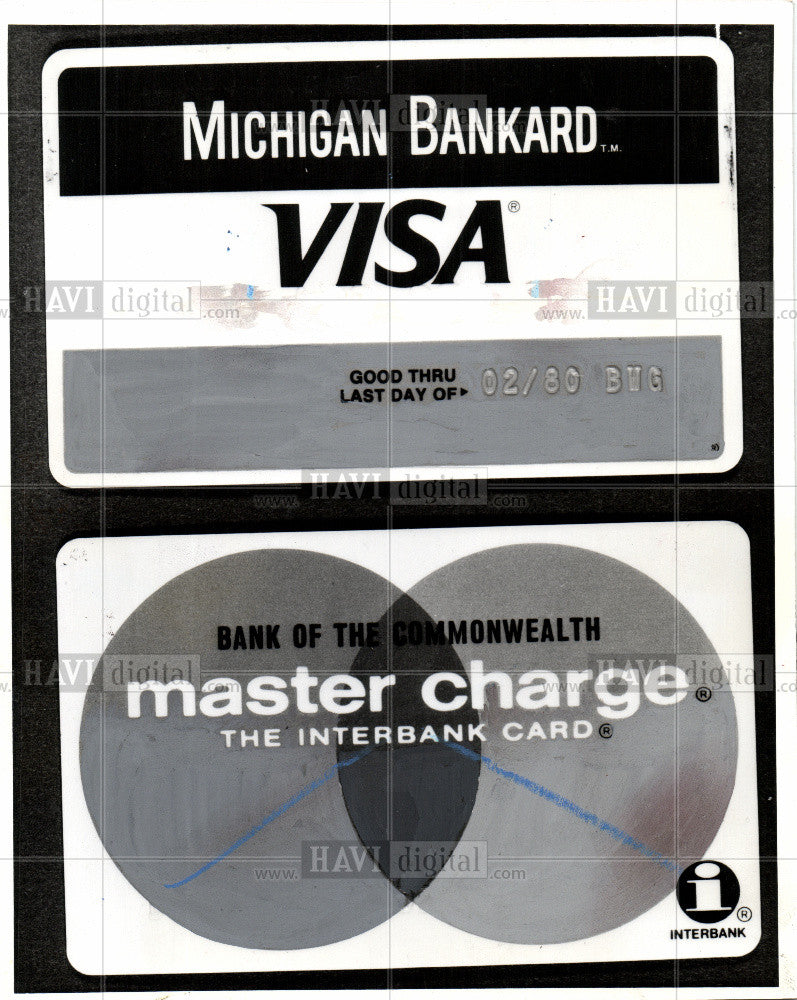 Visa Mastercard credit cards charge 1980 Vintage Photo