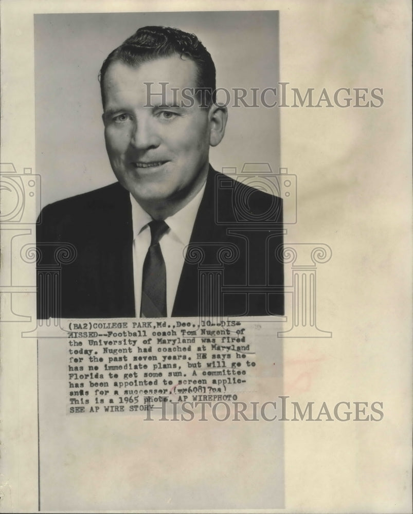 1965 Football coach Tom Nugent of University of Maryland was fired -  Historic Images