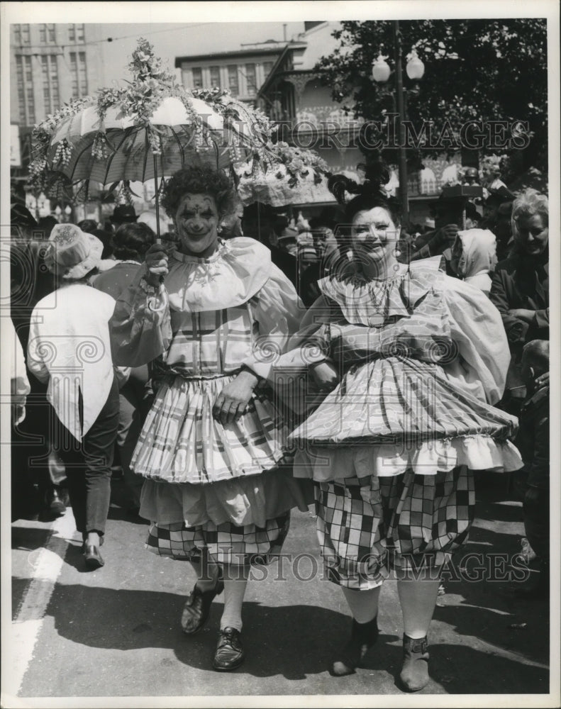 1962 Maskers in Clown Costume at Mardi Gras, New Orleans  - Historic Images