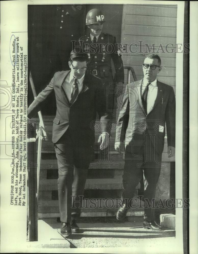 1970 Paul Meadlo and attorney leave Fort Hood military court - Historic ...